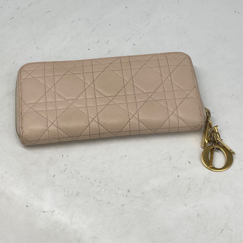Dior Cannage Wallet Logo Charm Baby Pink