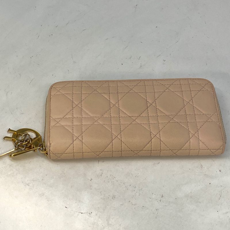 Dior Cannage Wallet Logo Charm Baby Pink