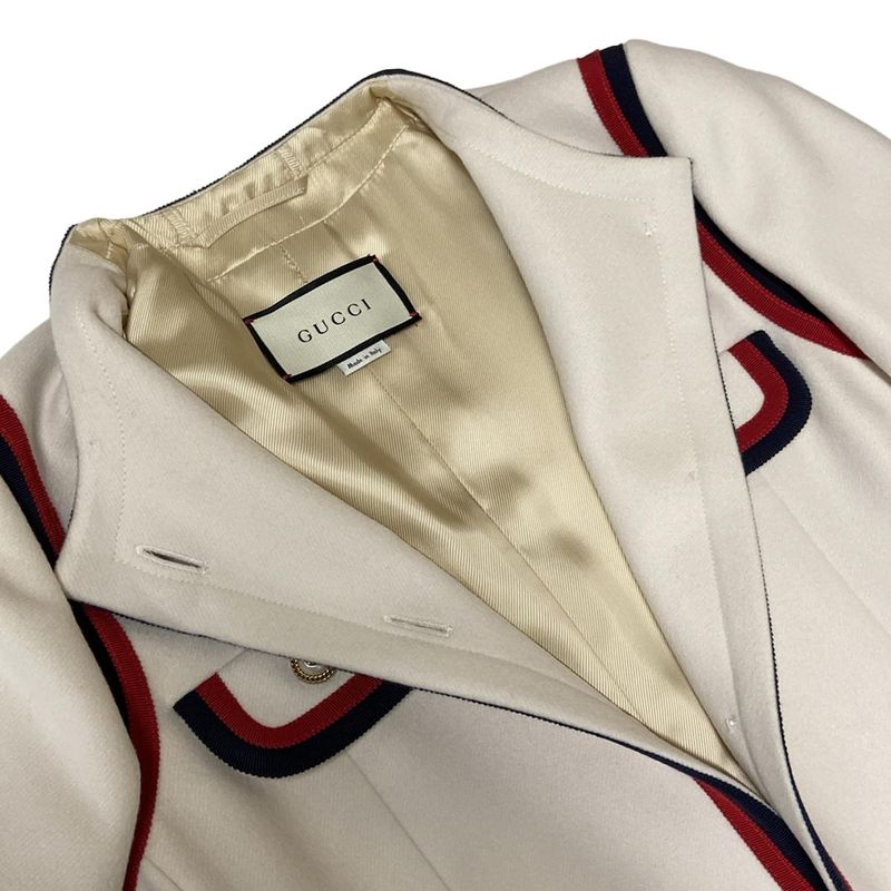 Gucci Coat Size 38 M Men's - 544855 Ivory X Red X Dark Navy Long Sleeve Autumn