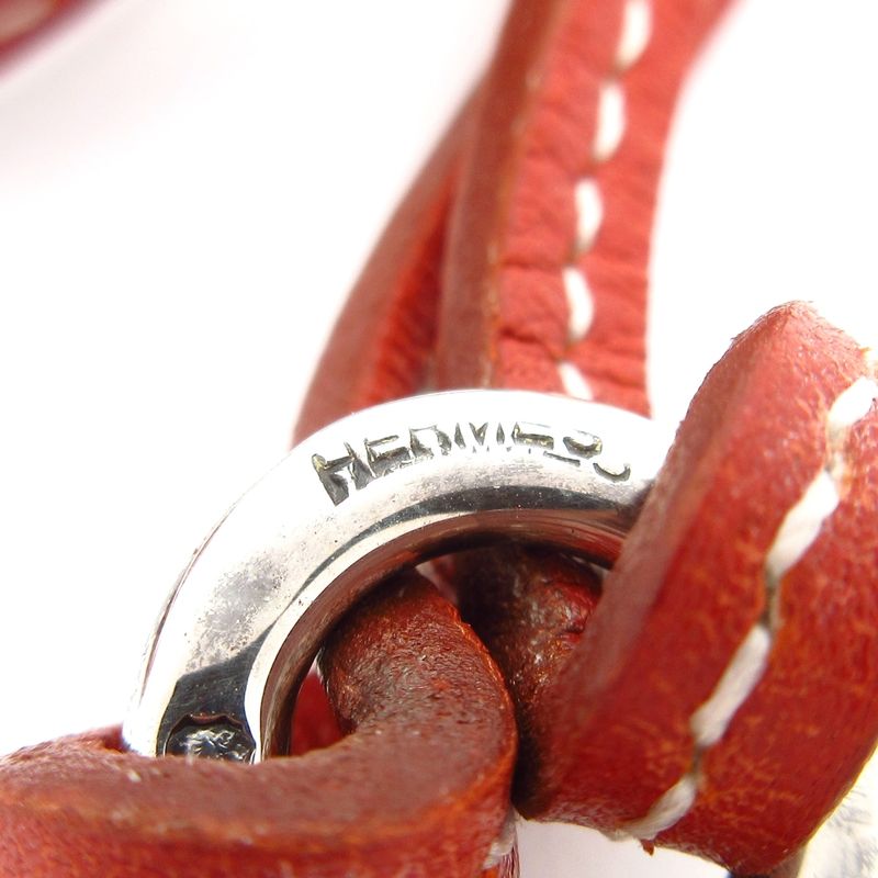 Hermes Necklace - Leather Silver X Brown Locket Pendant