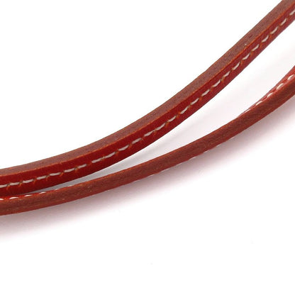 Hermes Necklace - Leather Silver X Brown Locket Pendant