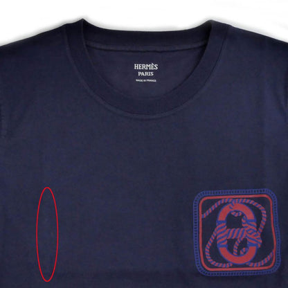 Hermes T-shirt Size 38 Navy - Navy Blue 3e4625dl Cotton Women's Apparel