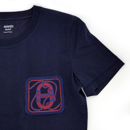 Hermes T-shirt Size 38 Navy - Navy Blue 3e4625dl Cotton Women's Apparel