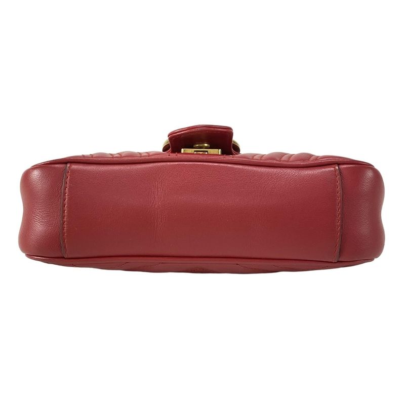 Gucci Shoulder Bag Ggmarmont Quilted Small Shoulder Bag 446744 Red Chain