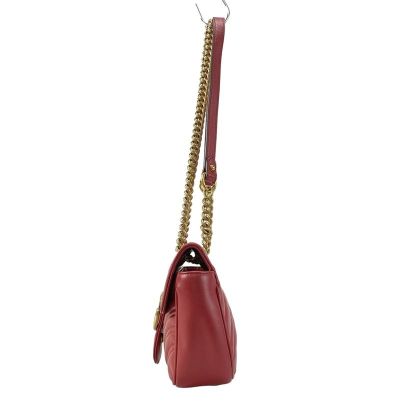 Gucci Shoulder Bag Ggmarmont Quilted Small Shoulder Bag 446744 Red Chain