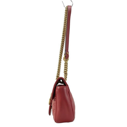 Gucci Shoulder Bag Ggmarmont Quilted Small Shoulder Bag 446744 Red Chain