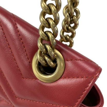 Gucci Shoulder Bag Ggmarmont Quilted Small Shoulder Bag 446744 Red Chain