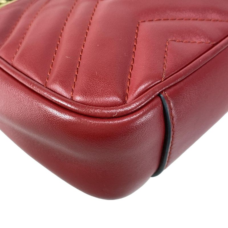 Gucci Shoulder Bag Ggmarmont Quilted Small Shoulder Bag 446744 Red Chain