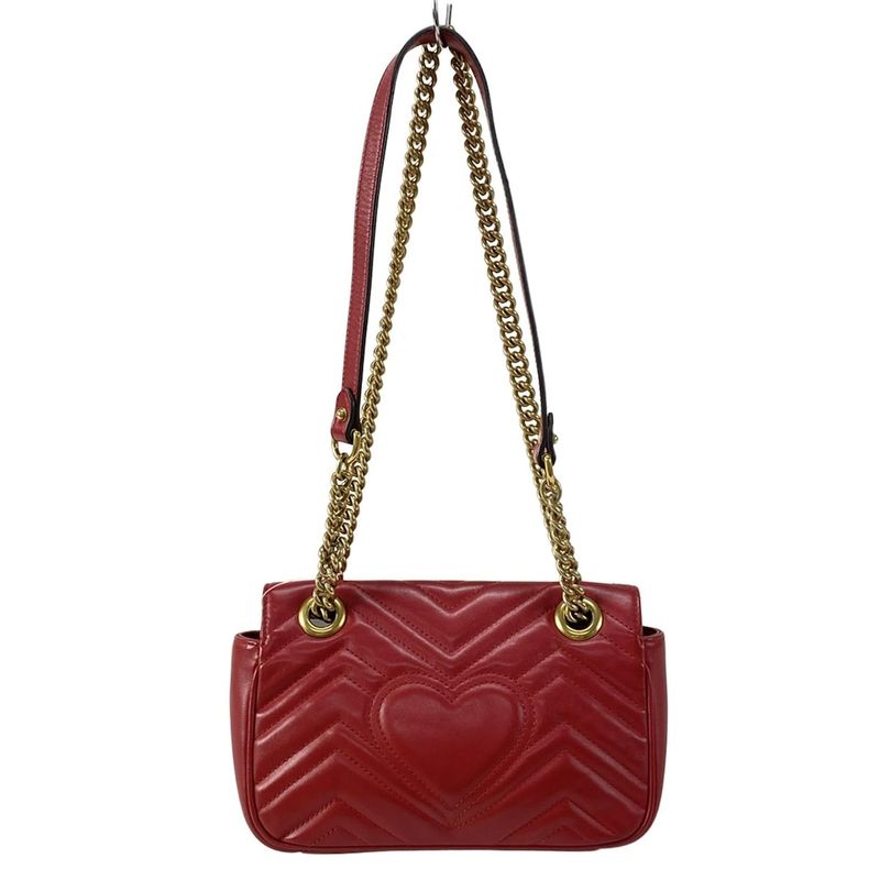 Gucci Shoulder Bag Ggmarmont Quilted Small Shoulder Bag 446744 Red Chain