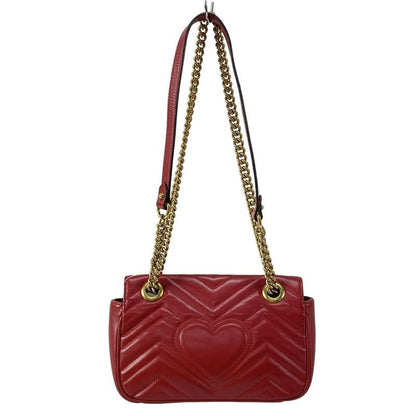 Gucci Shoulder Bag Ggmarmont Quilted Small Shoulder Bag 446744 Red Chain