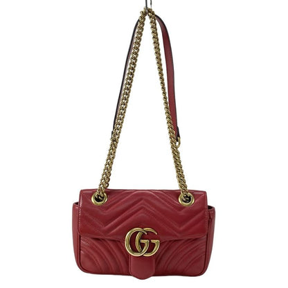 Gucci Shoulder Bag Ggmarmont Quilted Small Shoulder Bag 446744 Red Chain