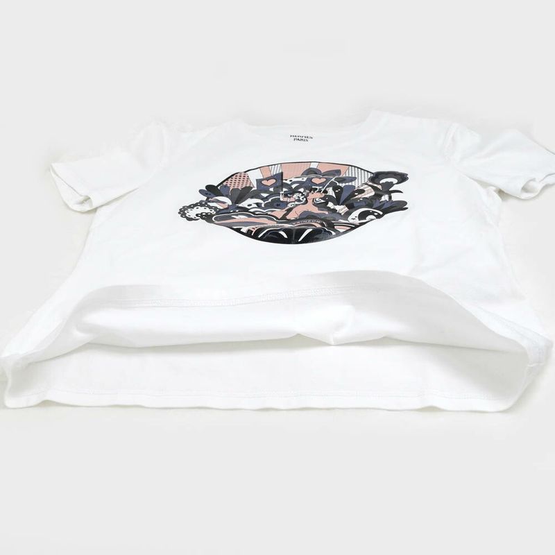 Hermes T-shirt Faubourg Rainbow 36 Size White 2e4613du Cotton Women's