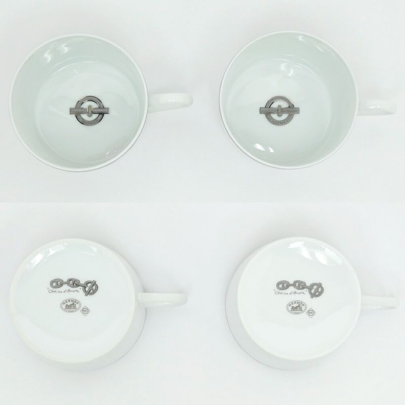 Hermes Tea Cup & Saucer - Chaine D'ancre 2-customer Set White Platinum