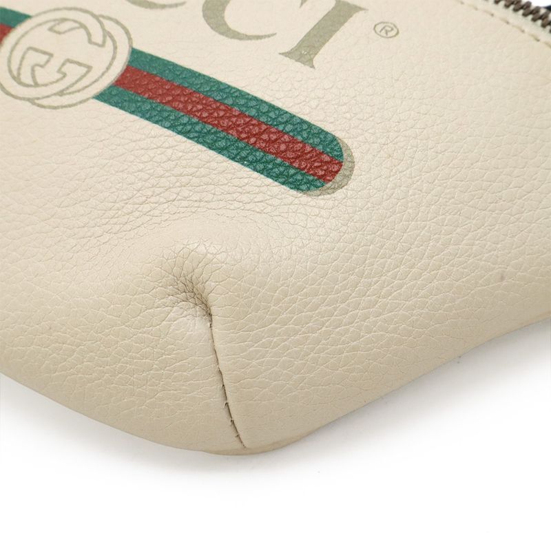 Gucci Print Small Belt Bag Sherry Line Waist Bag Hip Bag Body Bag Leather Ivory