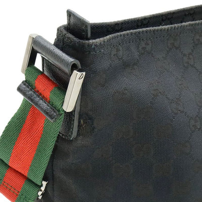 Gucci GG Canvas Sherry Line Webline Shoulder Bag Crossbody Leather Black 189751