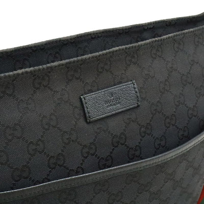 Gucci GG Canvas Sherry Line Webline Shoulder Bag Crossbody Leather Black 189751