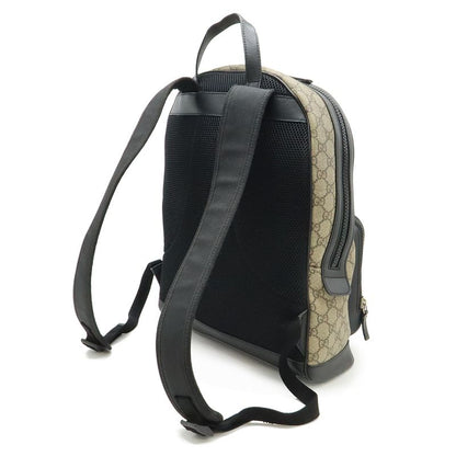 Gucci GG Supreme Backpack Rucksack Sac Daypack PVC Leather Beige Black Silver