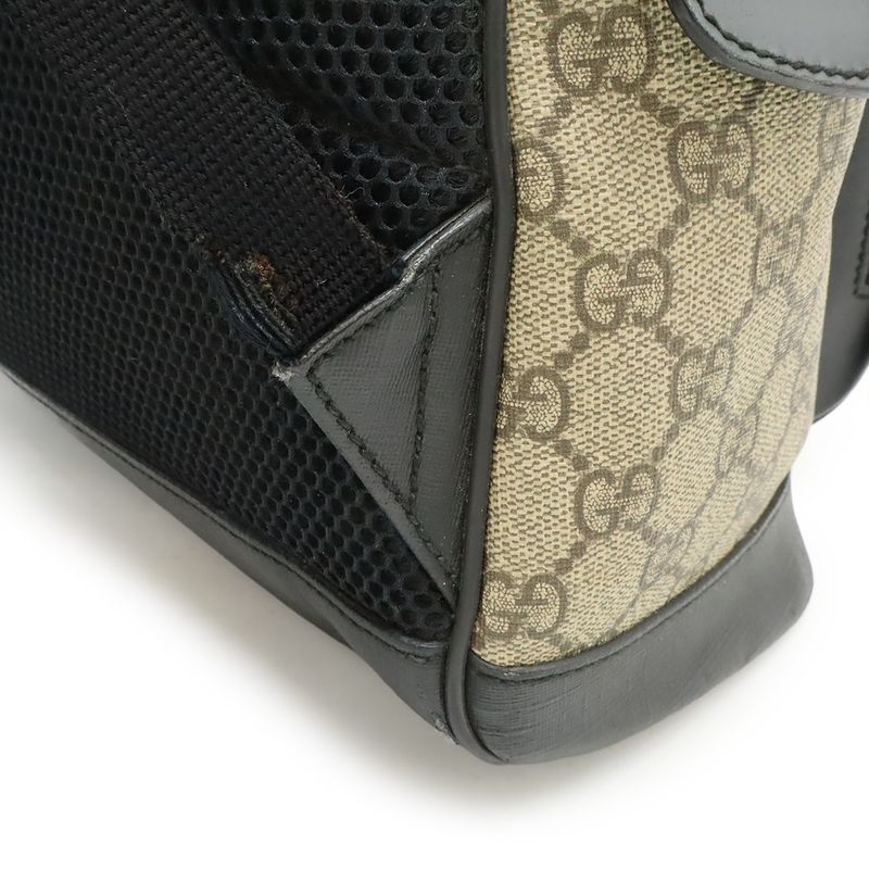 Gucci GG Supreme Backpack Rucksack Sac Daypack PVC Leather Beige Black Silver