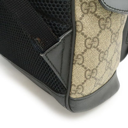 Gucci GG Supreme Backpack Rucksack Sac Daypack PVC Leather Beige Black Silver