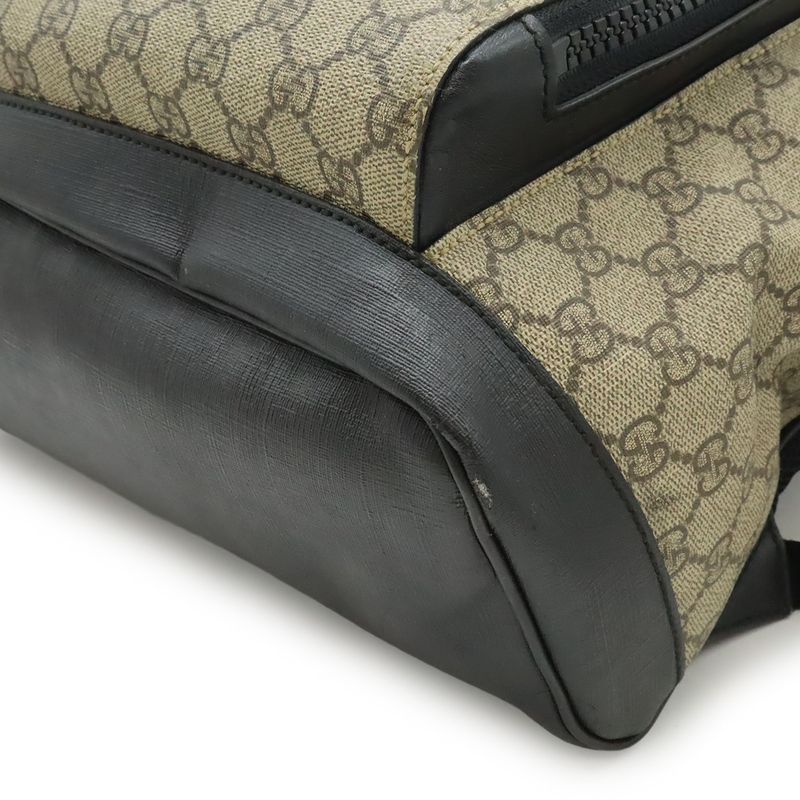 Gucci GG Supreme Backpack Rucksack Sac Daypack PVC Leather Beige Black Silver