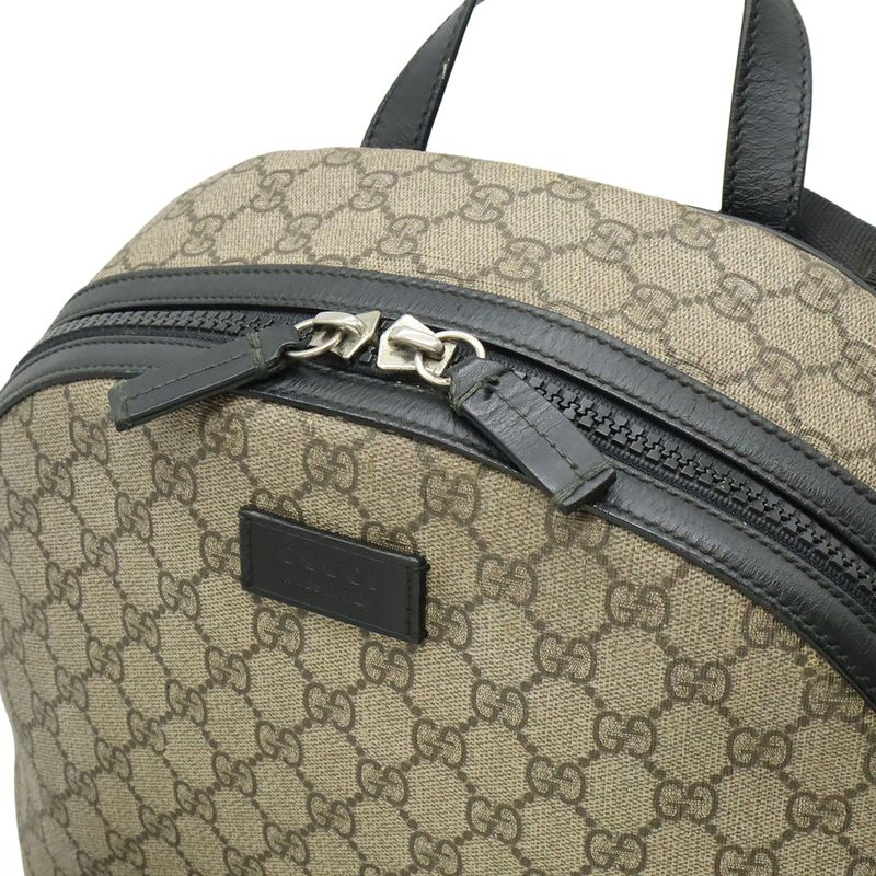 Gucci GG Supreme Backpack Rucksack Sac Daypack PVC Leather Beige Black Silver