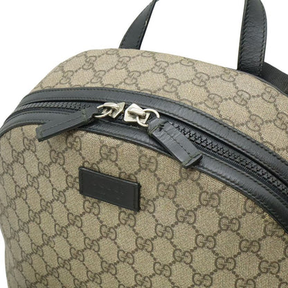 Gucci GG Supreme Backpack Rucksack Sac Daypack PVC Leather Beige Black Silver