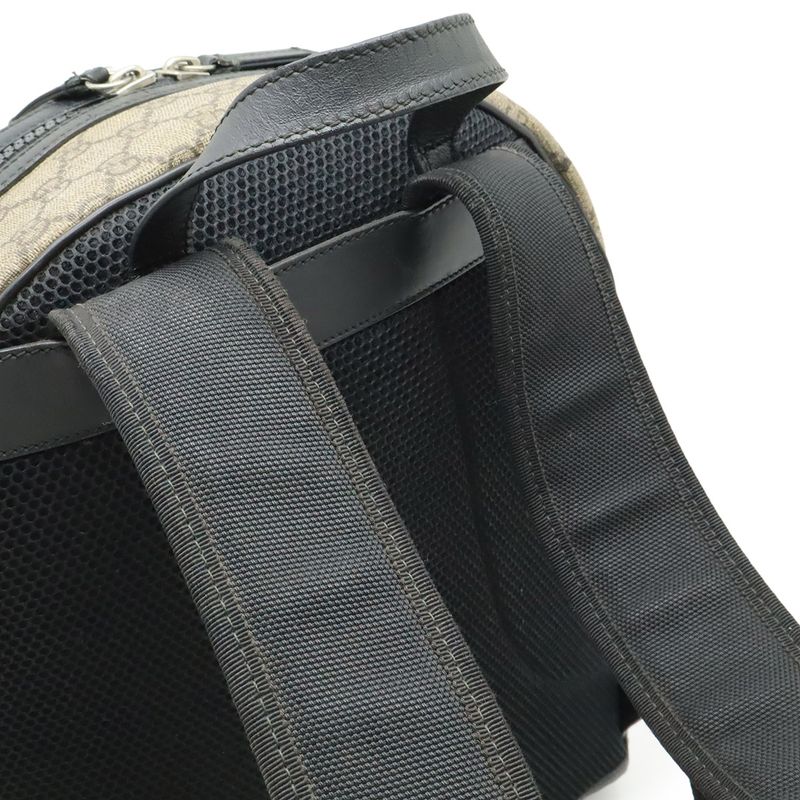 Gucci GG Supreme Backpack Rucksack Sac Daypack PVC Leather Beige Black Silver