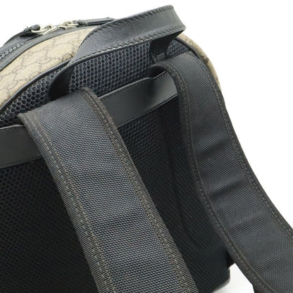 Gucci GG Supreme Backpack Rucksack Sac Daypack PVC Leather Beige Black Silver