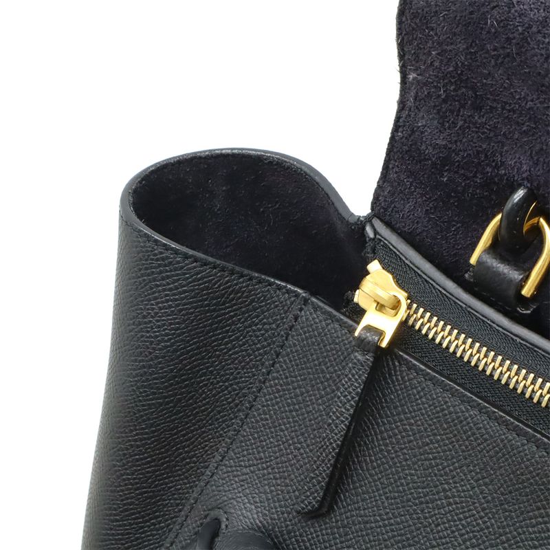Celine Belt Bag Mini Handbag Tote Bag 2WAY Shoulder Bag Grained Calfskin Black