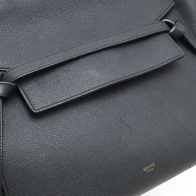 Celine Belt Bag Mini Handbag Tote Bag 2WAY Shoulder Bag Grained Calfskin Black