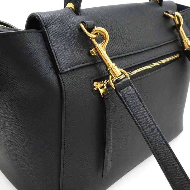 Celine Belt Bag Mini Handbag Tote Bag 2WAY Shoulder Bag Grained Calfskin Black