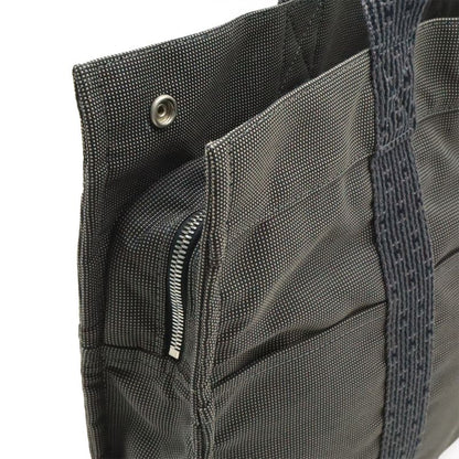 Hermes Her Line Tote MM Tote Bag Handbag Canvas Gray Black Silver Hardware New