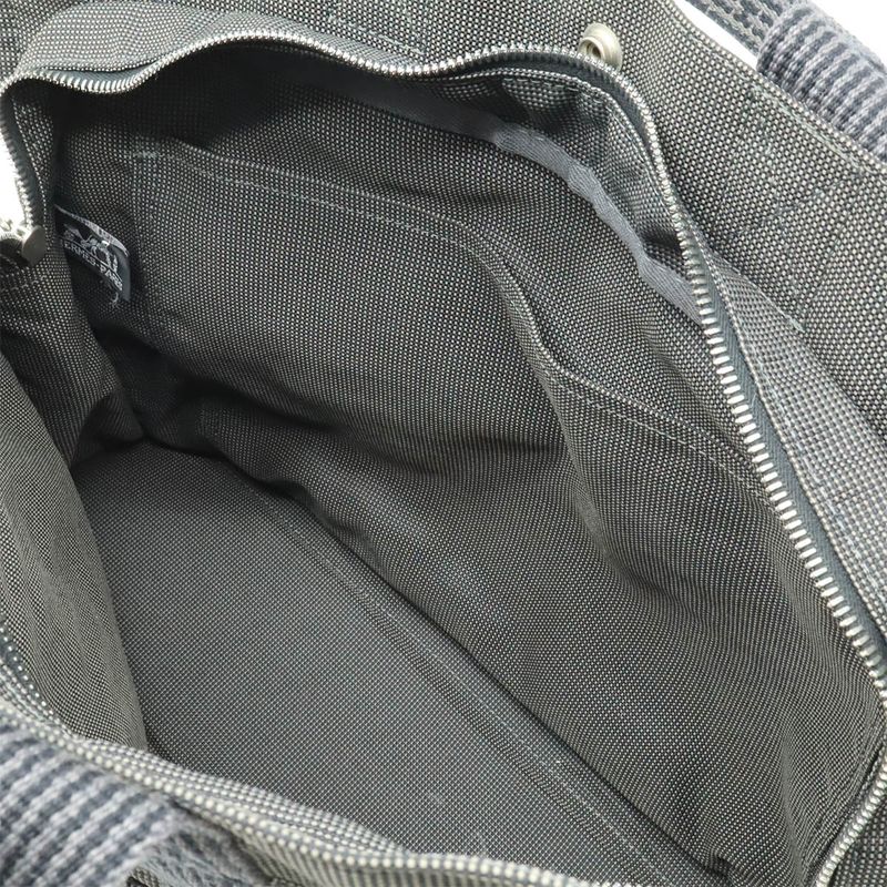 Hermes Her Line Tote MM Tote Bag Handbag Canvas Gray Black Silver Hardware New