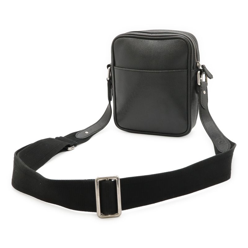 Louis Vuitton Taiga Dimitri Shoulder Bag Crossbody Leather Ardoise Black Silver