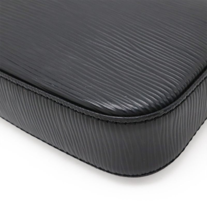 Louis Vuitton Epi Pochette Accessory Pouch Handbag Noir Black Silver Hardware
