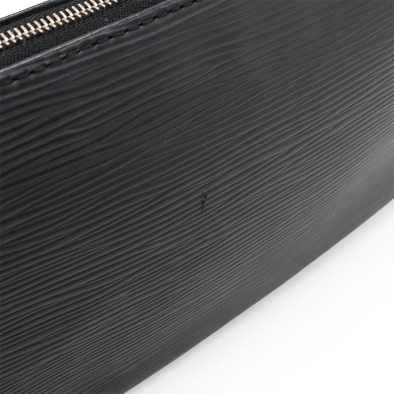 Louis Vuitton Epi Pochette Accessory Pouch Handbag Noir Black Silver Hardware