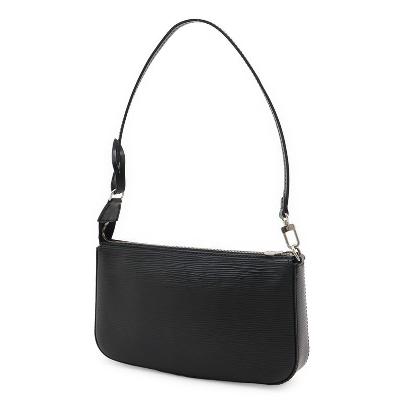Louis Vuitton Epi Pochette Accessory Pouch Handbag Noir Black Silver Hardware
