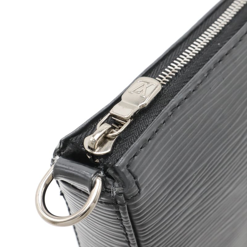 Louis Vuitton Epi Pochette Accessory Pouch Handbag Noir Black Silver Hardware