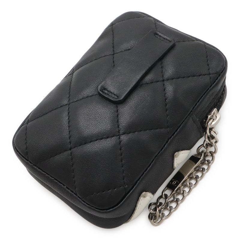 Chanel Cambon Line Cigarette Case Tobacco Case IQOS Case Pouch Leather Black