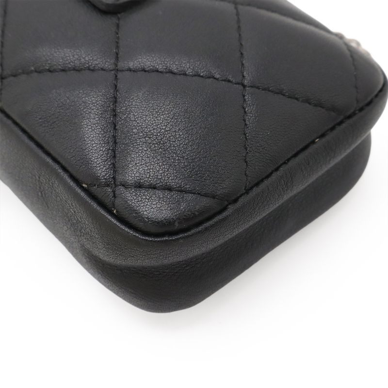 Chanel Cambon Line Cigarette Case Tobacco Case IQOS Case Pouch Leather Black