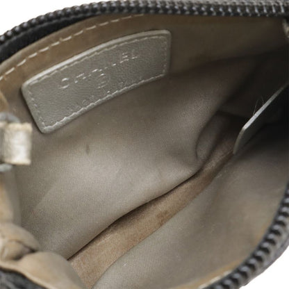 Chanel Camellia Coco Mark Coin Case Coin Purse Lambskin Leather Black Silver
