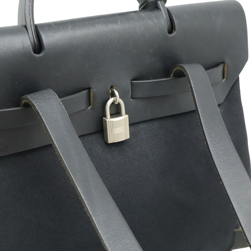 Hermes Herbag Her Bag A Dos PM Rucksack Sac Backpack 2WAY Handbag Toile
