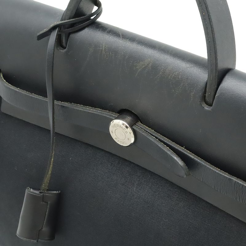 Hermes Herbag Her Bag A Dos PM Rucksack Sac Backpack 2WAY Handbag Toile