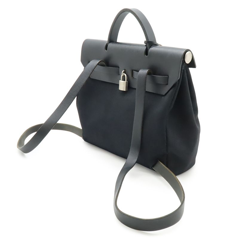 Hermes Herbag Her Bag A Dos PM Rucksack Sac Backpack 2WAY Handbag Toile