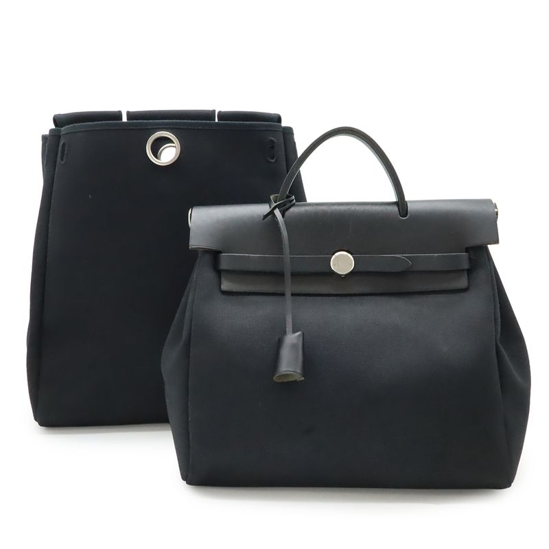 Hermes Herbag Her Bag A Dos PM Rucksack Sac Backpack 2WAY Handbag Toile