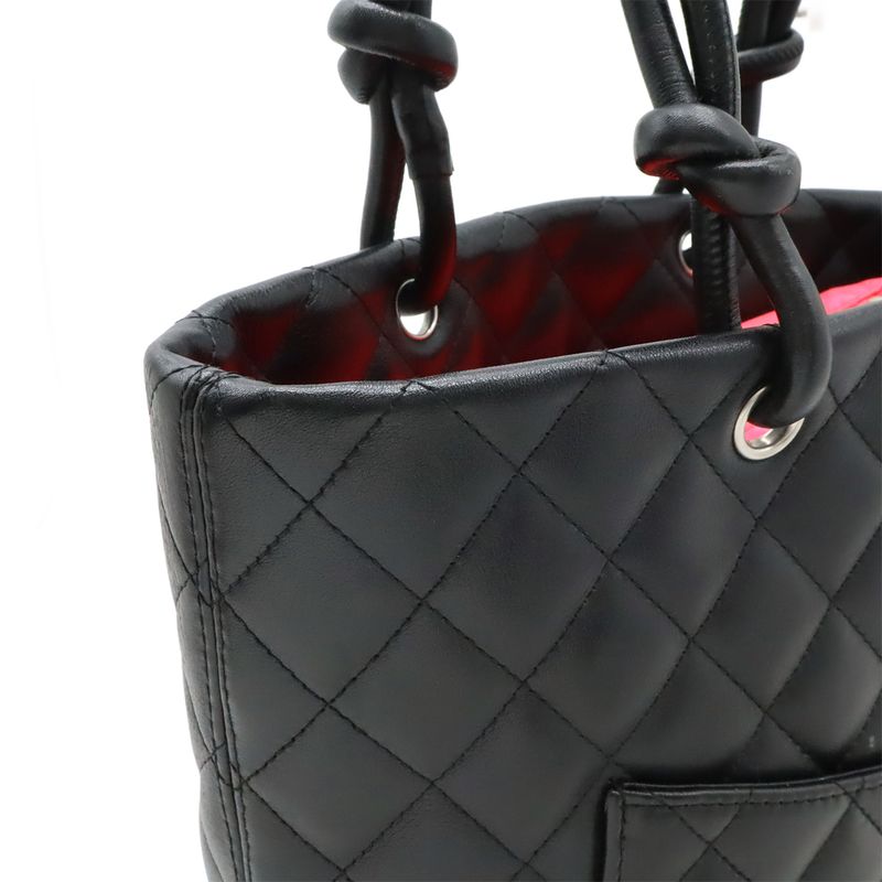 Chanel Cambon Line Medium Tote Bag Shoulder Bag Soft Calf Leather Black White