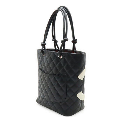 Chanel Cambon Line Medium Tote Bag Shoulder Bag Soft Calf Leather Black White