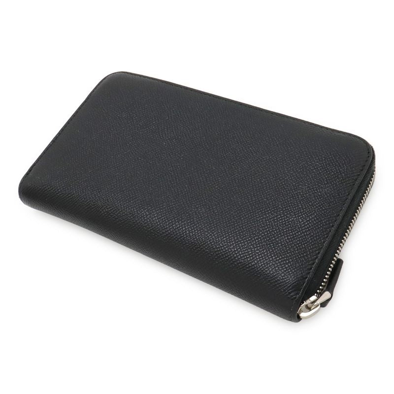 Bvlgari Bulgari Bvlgari Man Round Zipper Long Wallet Leather Black Silver