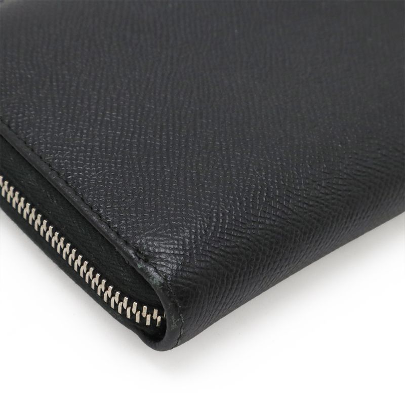 Bvlgari Bulgari Bvlgari Man Round Zipper Long Wallet Leather Black Silver