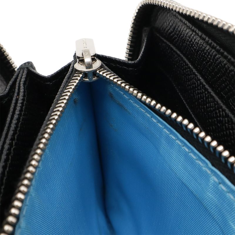 Bvlgari Bulgari Bvlgari Man Round Zipper Long Wallet Leather Black Silver